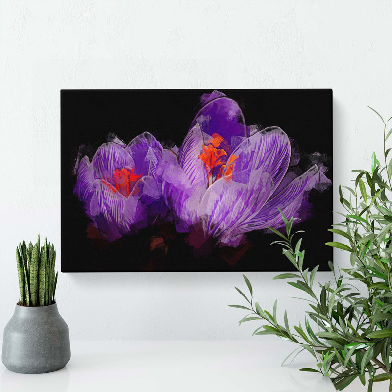 Purple Crocus Flower In Abstract - Wrapped Canvas, 50cm H x 76cm W x 3cm D