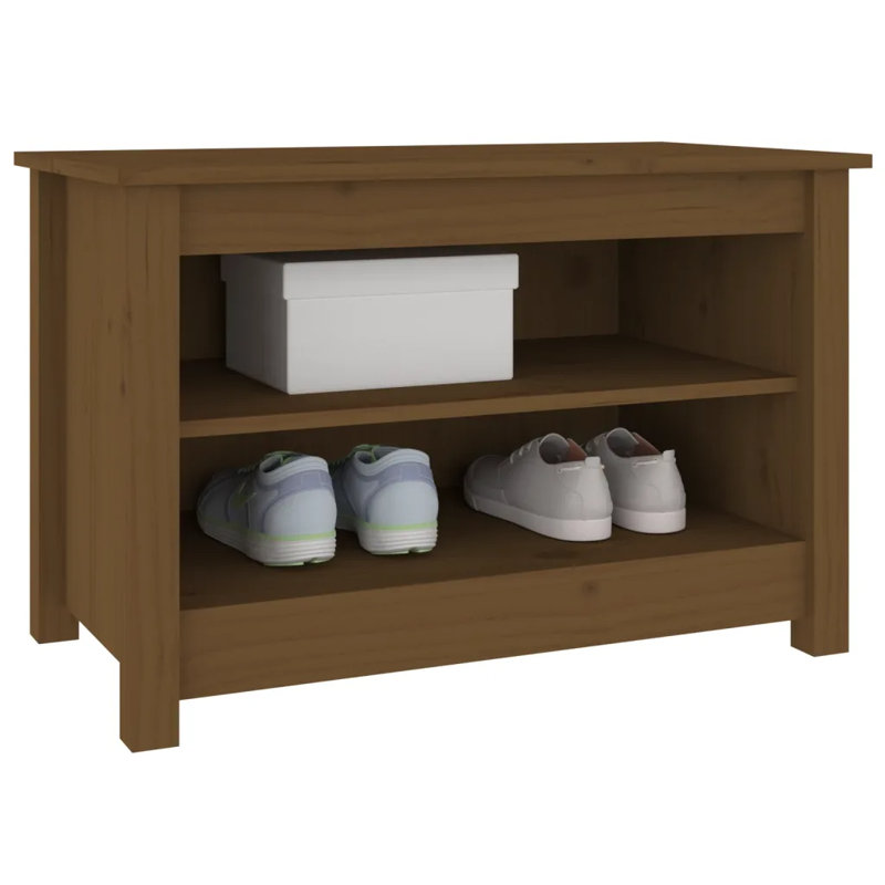 4 Pair Solid Wood Shoe Storage Cabinet, Honey Brown