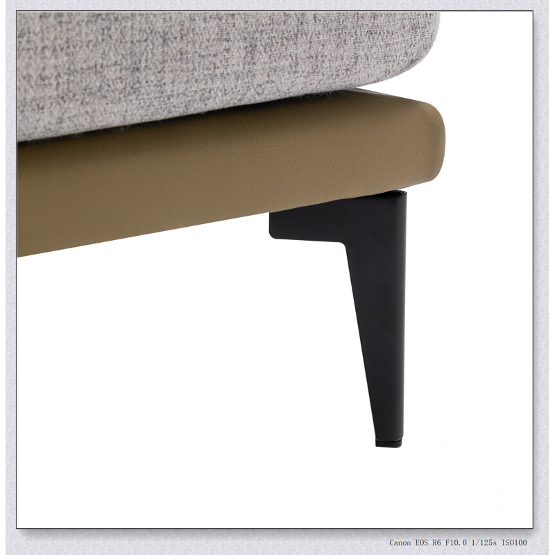 Fauteuil demi-tonneau moderne avec accoudoirs rembourrés, Lin moutarde