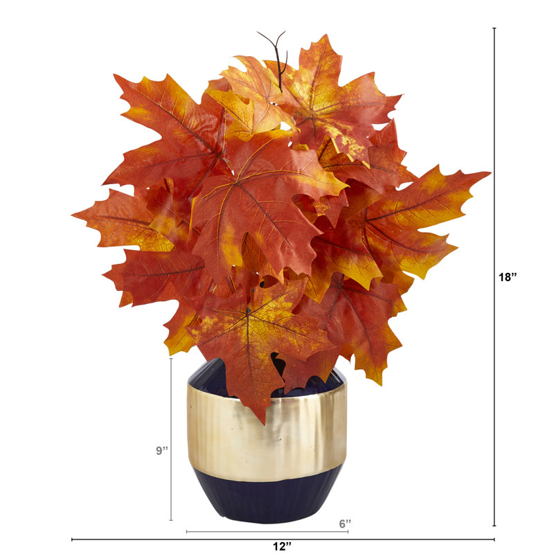 18'' Faux Maple Plant in Ceramic Planter