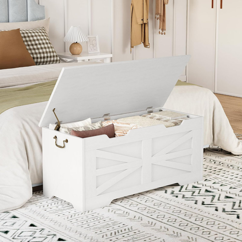 Storage Chest, Wood Toy Box, Storage Bench with Safety Hinge, Toy Chest, Storage Trunk for Entryway, Living Room, Bedroom, Playroom