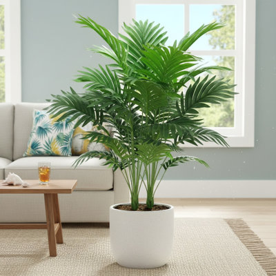 Artificial Palm Tree Plant (Excluding Planter)2PCS Green Palm Leaf Branches Indoor Outdoor Home Garden Decoration