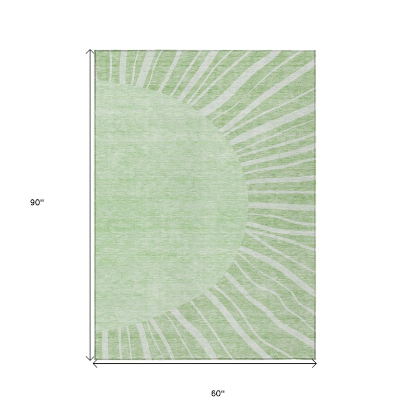 Tapis intérieur lavable abstrait vert et vert menthe 5 pi x 8 pi HomeRoots