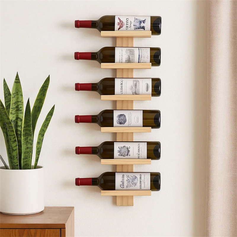 Open Shelving Wine Bottle Rack Brown