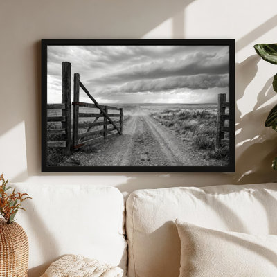 Art mural sur toile noir encadré pour le salon, la chambre à coucher, le bureau ou le vestibule - décoration murale décorative avec sentier champêtre