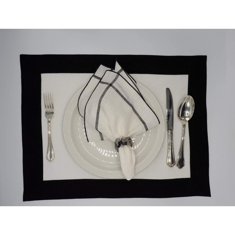 Linen Rectangle Placemat, Black