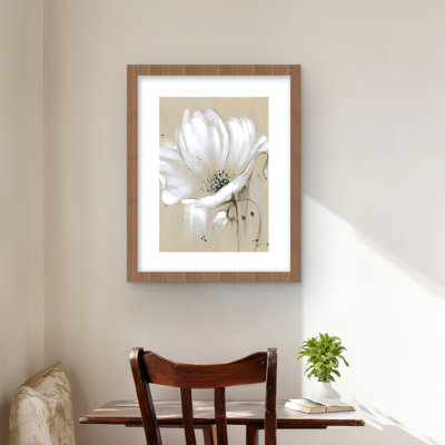 «White Abstract Wild Flower Print», art botanique encadré