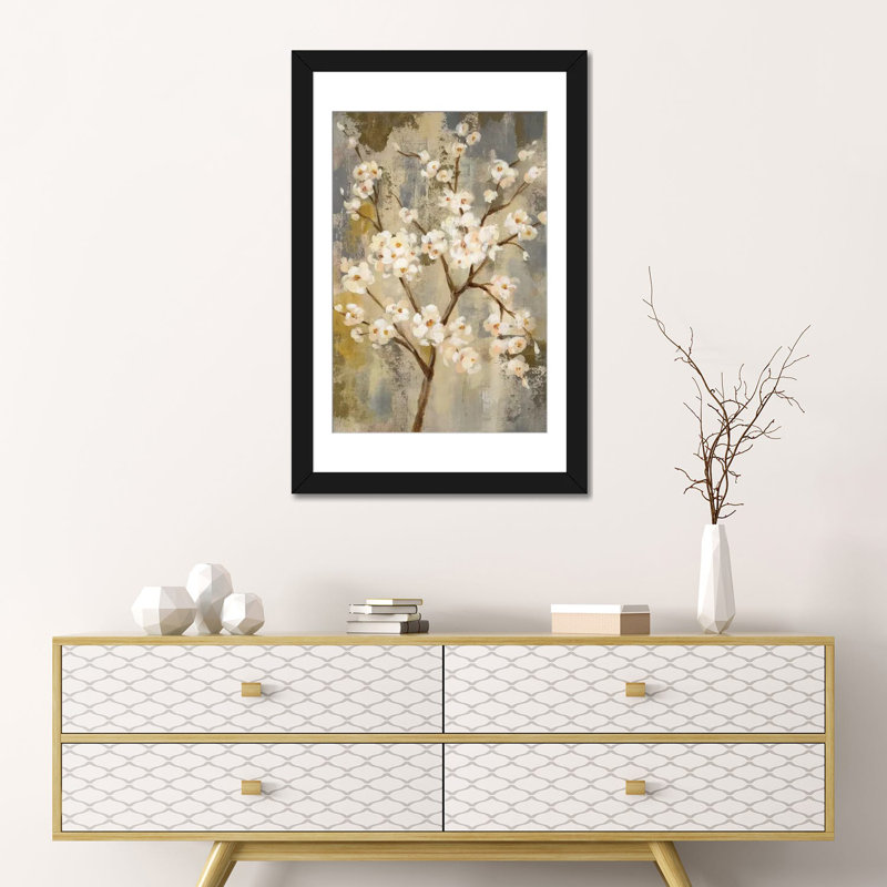 « neutral branches i », impression sur toile, H 24 po x l 16 po x P 1 po, Papier d'art encadré noir, Blanc