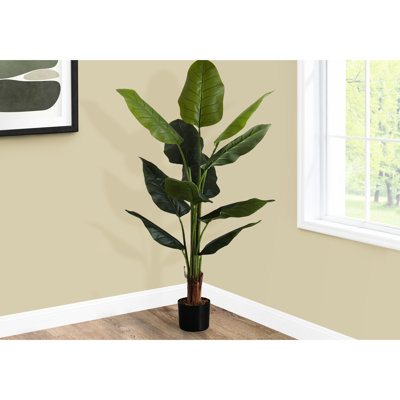 Indoor 59" Faux Tree - Decorative Plant With Lifelike Leaves In Black Pot Artificial Decor Pottery