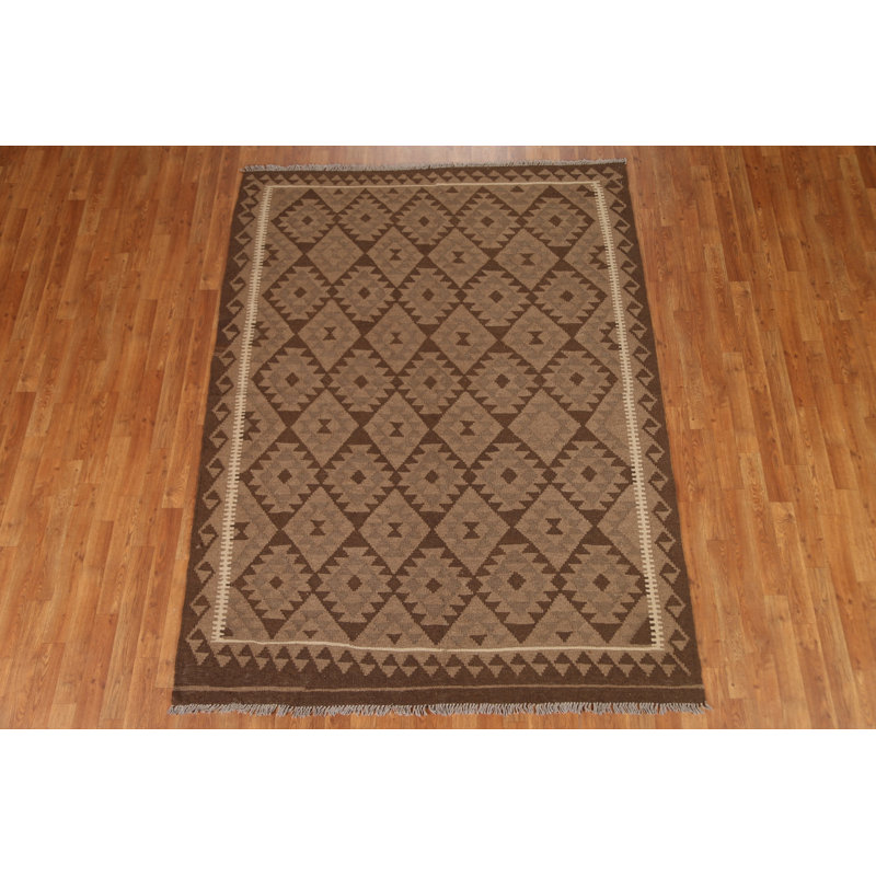 Tapis oriental tribal en laine Kilim 6 x 8