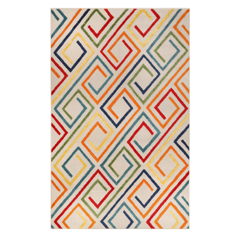 Tapis d'extérieur 100% polypropylène crème Kawaun, Crème, Rectangulaire 3 pi x 5 pi