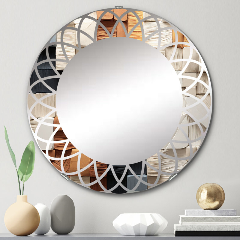 Flamoudi - Miroir mural moderne rond, 24 po x 24 po