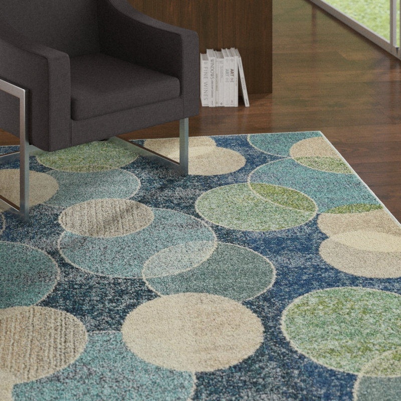 Dews Washable Polka Dots Indoor Rug, Rectangle 5'1" x 8'