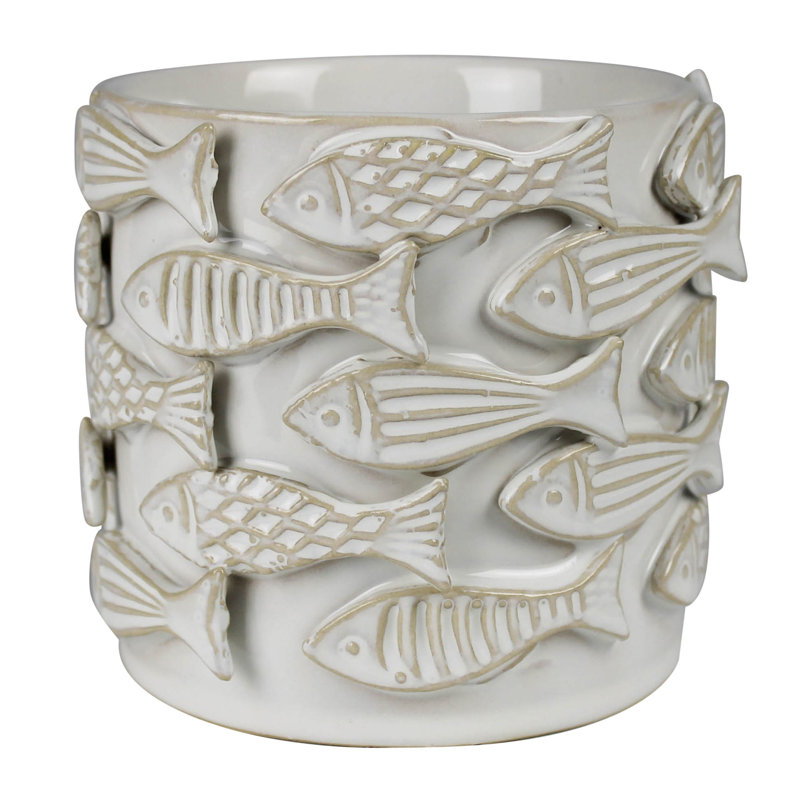 School Of Fish Cachepot, Ceramic - 4”
