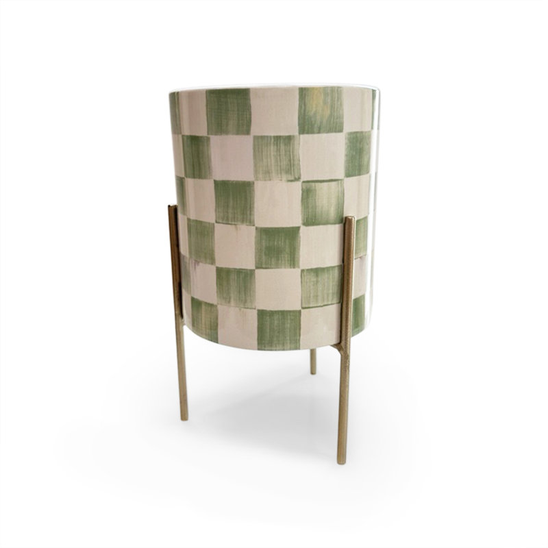 Rosy Check Tabletop Planter, Green