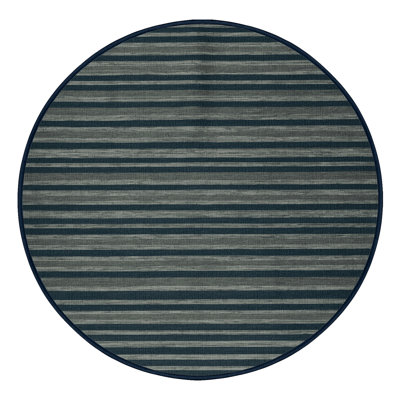 Machine Washable Horizontal Stripes Blue Area Rug