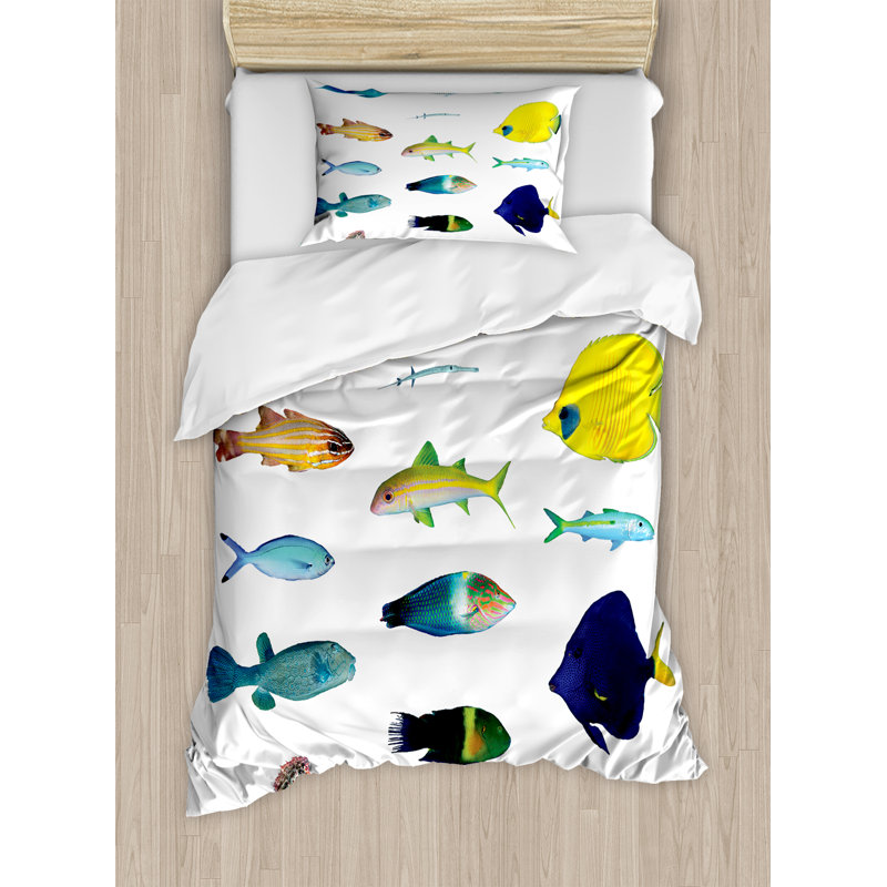 Ocean Animal Coastal Polyester Duvet Cover, Twin