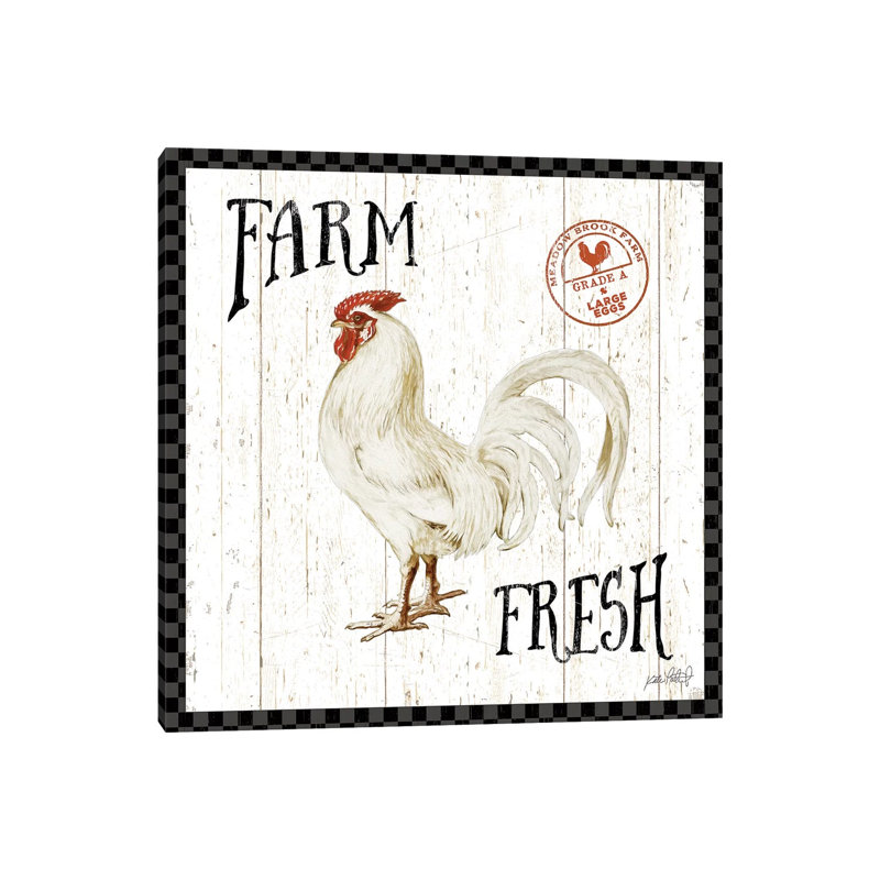 Free Range Fresh III Checker Border by Katie Pertiet - Wrapped Canvas Painting, 30.48 cm H x 30.48 cm W