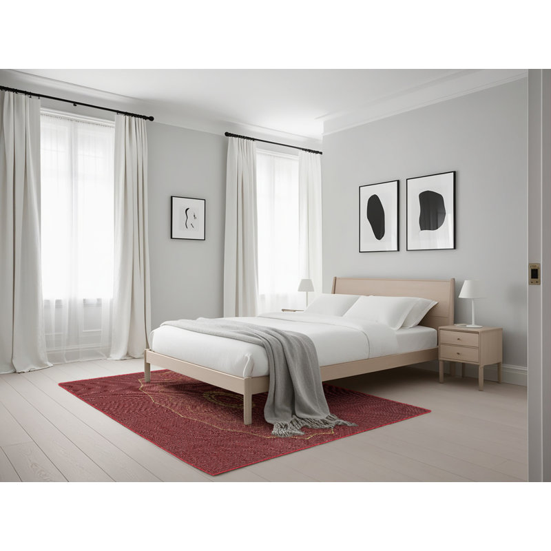Tapis de zone brun foncé à motifs, Rectangle 5 pi x 7 pi