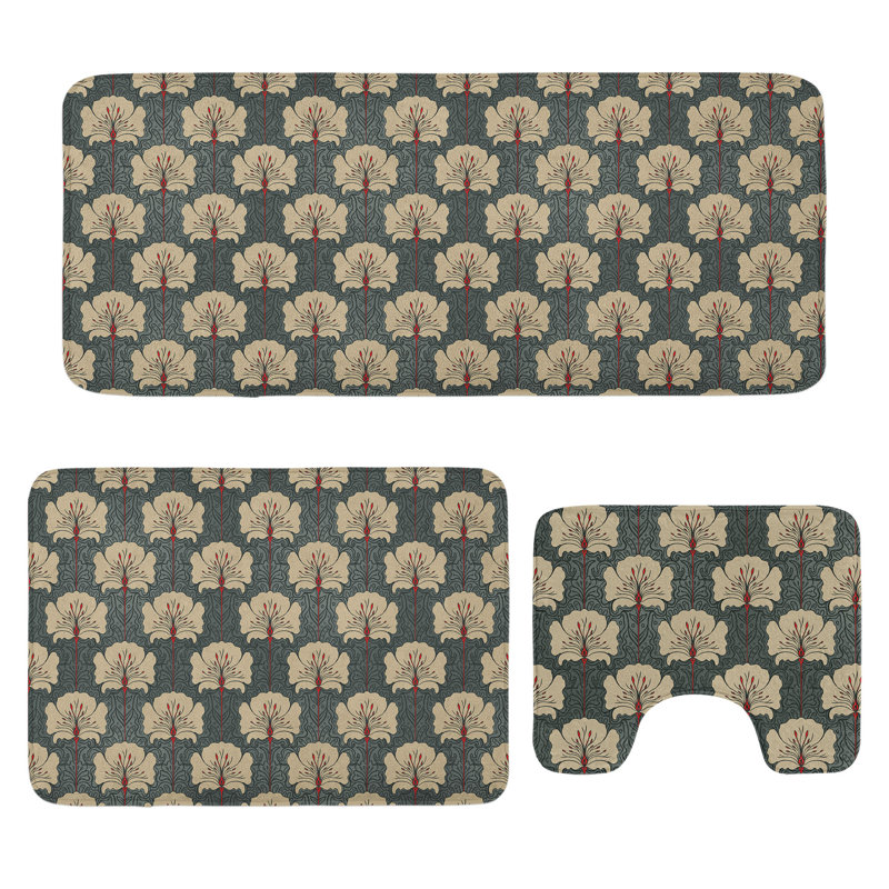  Ensemble de tapis de salle de bain Floral