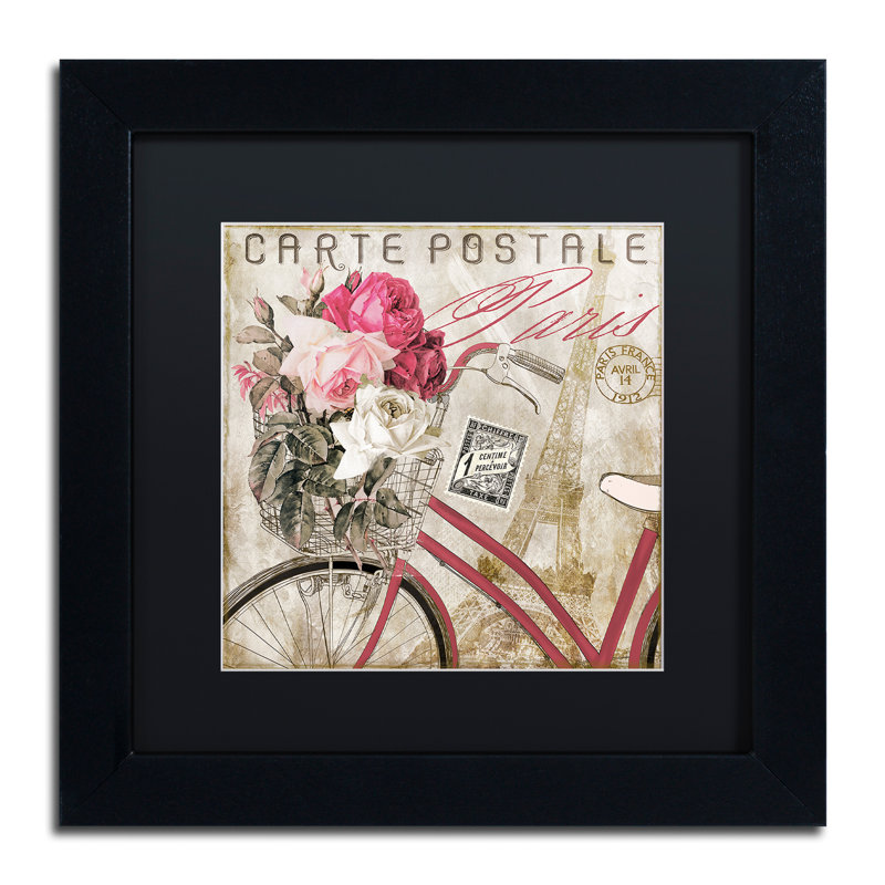 Jadaya «Postale Paris I», impression encadrée, H 11 po x l 11 po, Noir, Toile avec cadre noir