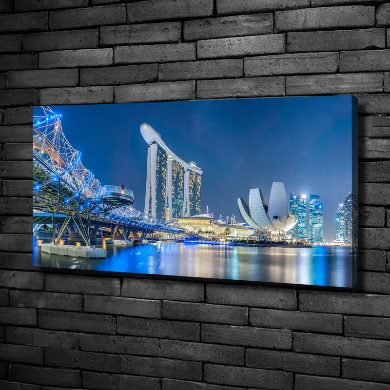 Singapore by Night 1 Piece Wrapped Canvas Wall Art
