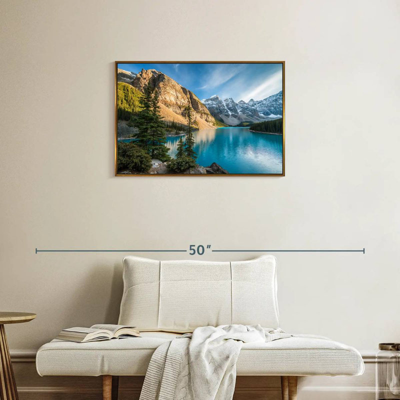 Lac Moraine Glorious, Cadre flottant doré, 31 po x 21 po