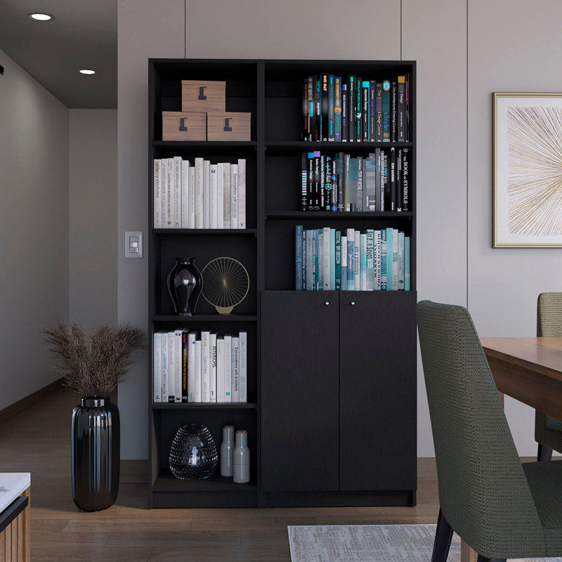 2 salons noirs: bibliothèques minces et à 2 portes pour rehausser la décoration intérieure