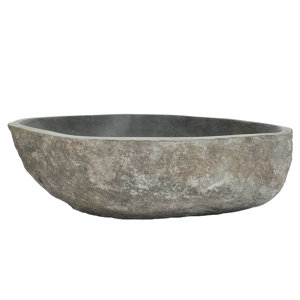 Foy vidaXL Bathroom Basin, Vessel Sink, Countertop Vanity Sink, Naturally Varied Shape and Color Tone, Easy Assembly, River Stone