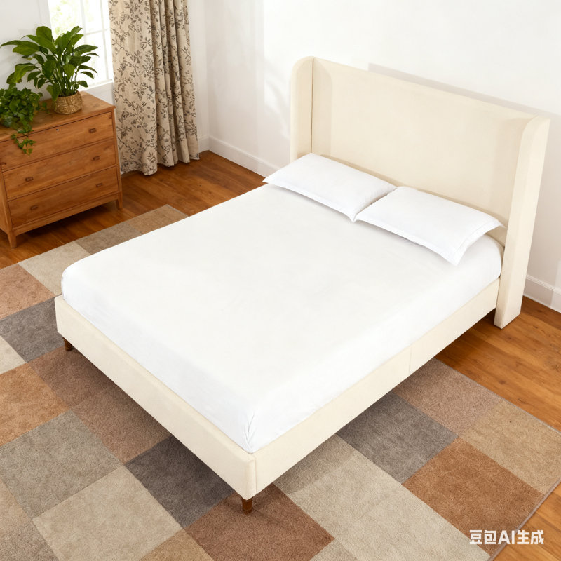 Lit tapissier Modern, Ivoire, Grand