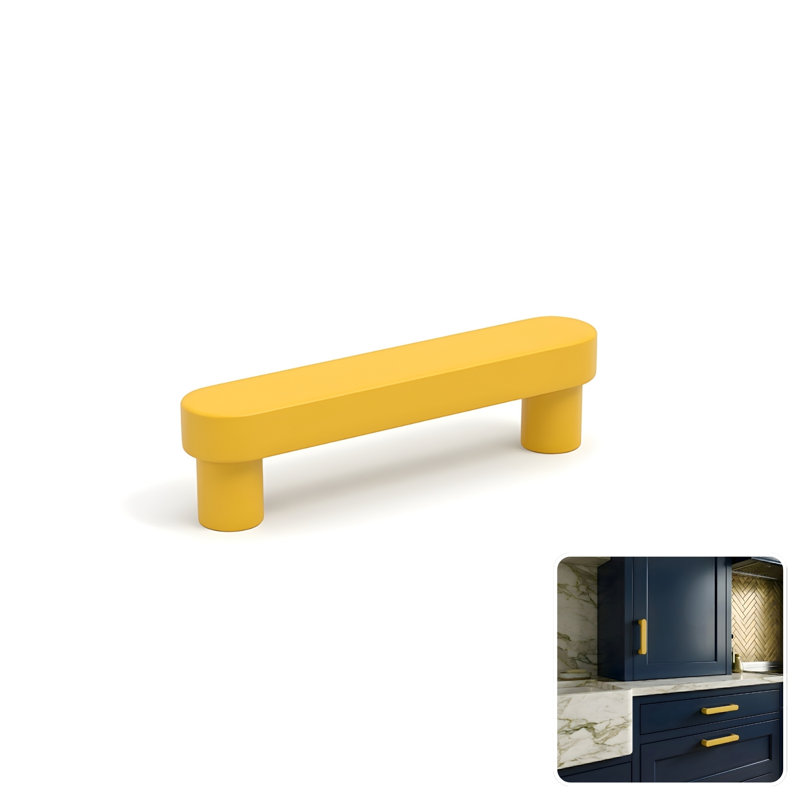 ROUS Hardware Mid-Century Modern Cabinet Handle 1-Count, Sunflower (Yellow), 3''