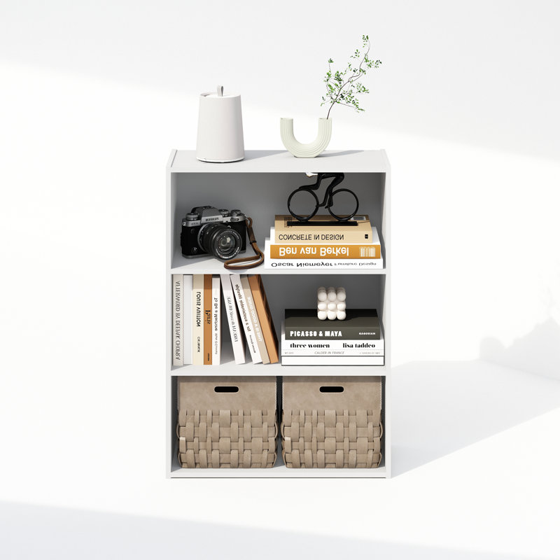 Simple Standard Bookcase, Plain White, (3 Shelves) 80.01cmH x 60.2cmW x 24.64cmD