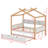 Molik Full Size Wood House Bed with Twin Size Trundle and 4 Shelves