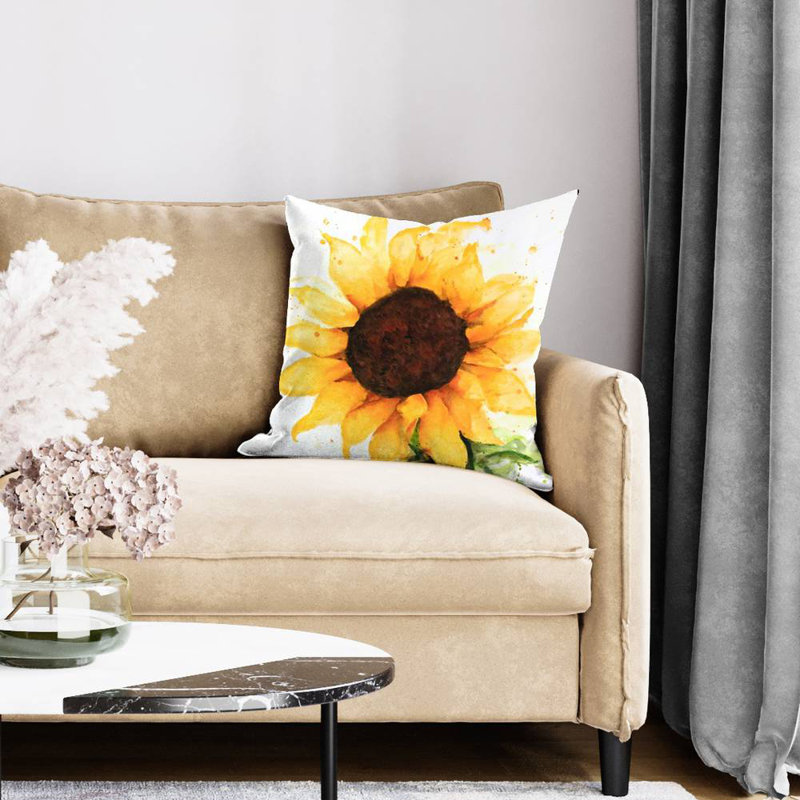 Sunflower - 20"x20" Throw pillow - Poly twill - Print on demand, Polyester/Polyfill, 20" x 20"