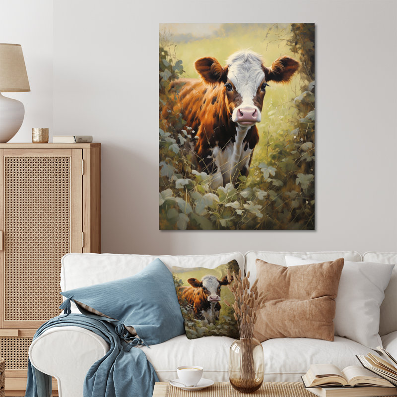 Décoration murale en vache Curious Encounter I - Animaux, H 32 po x l 24 po x P 1 po