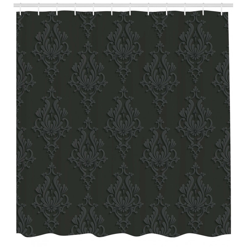 Damask Shower Curtain with Hooks Included, 84" H x 69" W