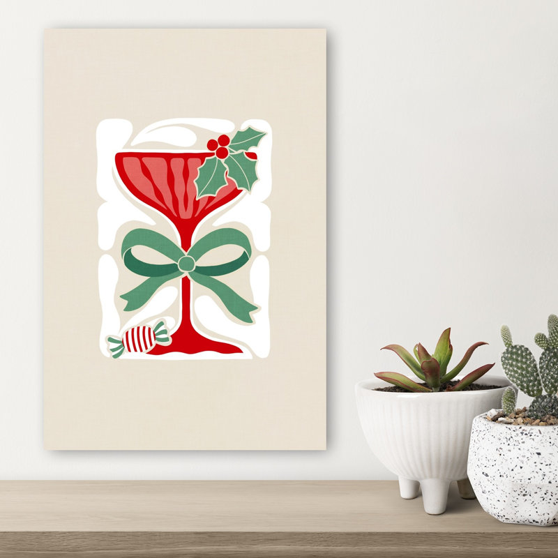 «Festive Cocktail Cheer», impression d'art rétro rétro, H 18 po x l 12 po