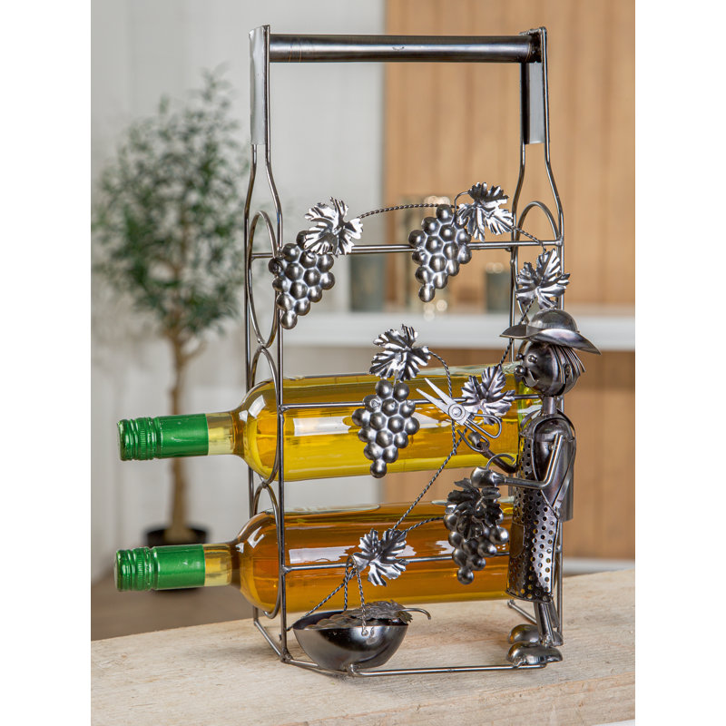 Abye 3 Bottle Tabletop Wine Bottle Rack in Silver