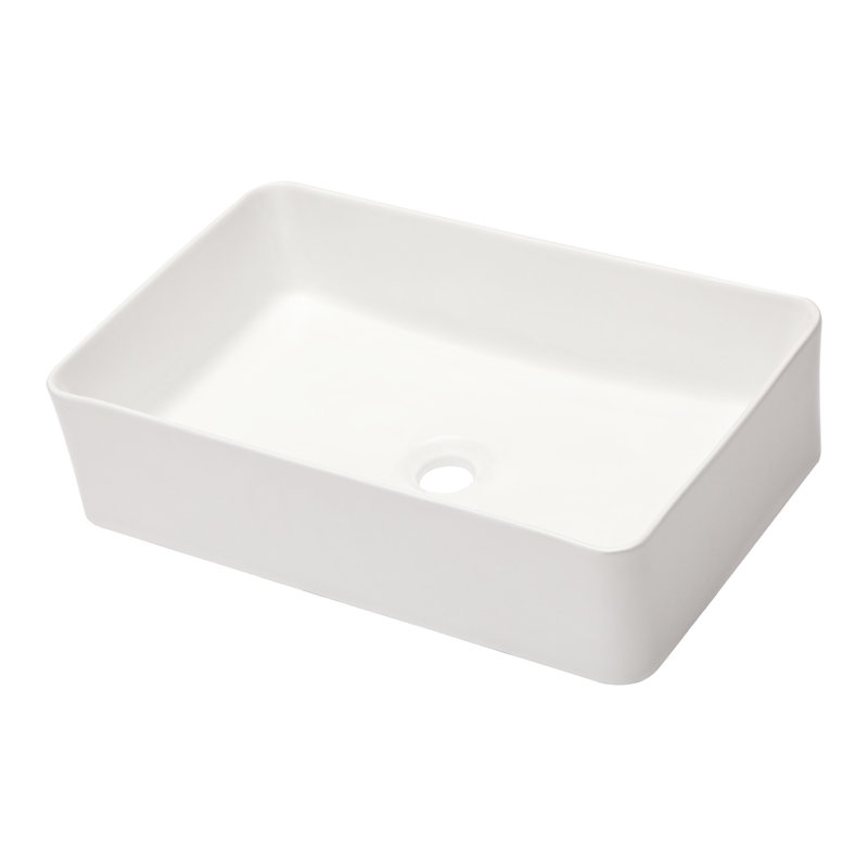 Lavabo vasque de salle de bain en céramique blanche de 21 po x 14 po - Conception moderne avec trou central de 1 3/4 po et construction facile d'entretien de qualité épurée Élégante apparence généreuse résistante aux taches