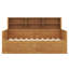 Lit de jour en bois avec étagères de rangement et 2 tiroirs, 6 tablettes de chevet, design à panneaux cannelés-1224624625-1224624626