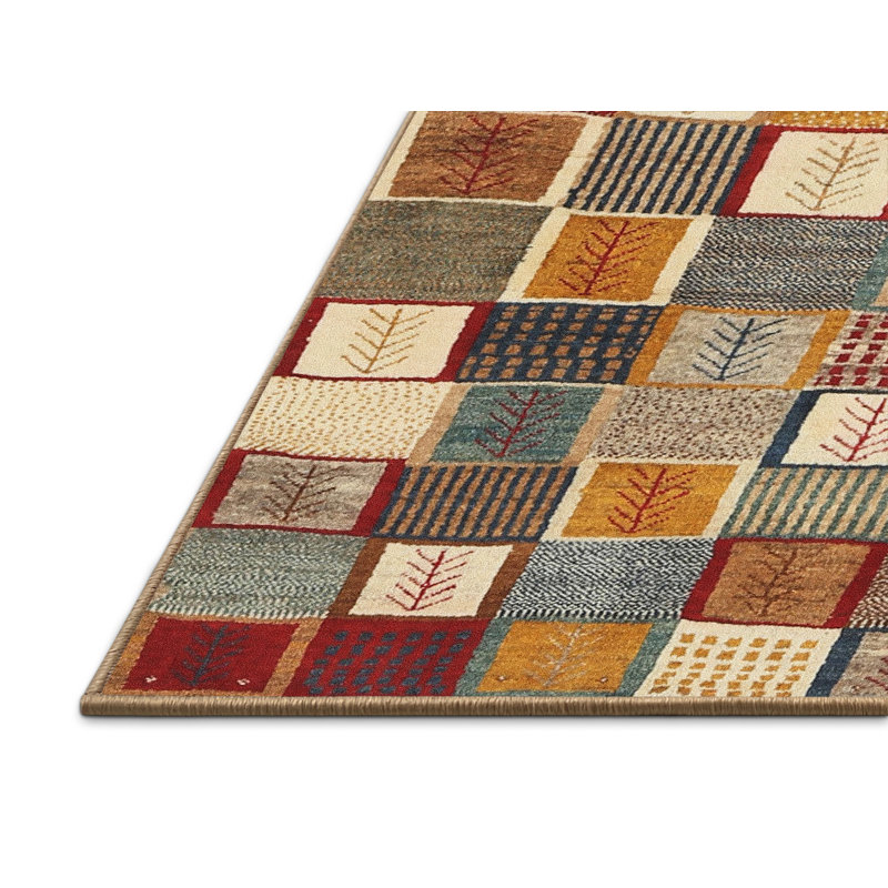 Tapis contemporain beige / brun / gris, Rectangle 5 pi x 7 pi