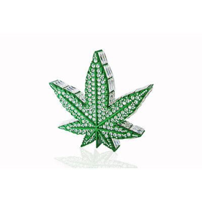 Pot Leaf Bling Sculpture - Green