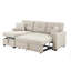 Canapé modulaire 76,5 po en mélange de lin avec lit escamotable et rangement pour chaise longue-2009559347