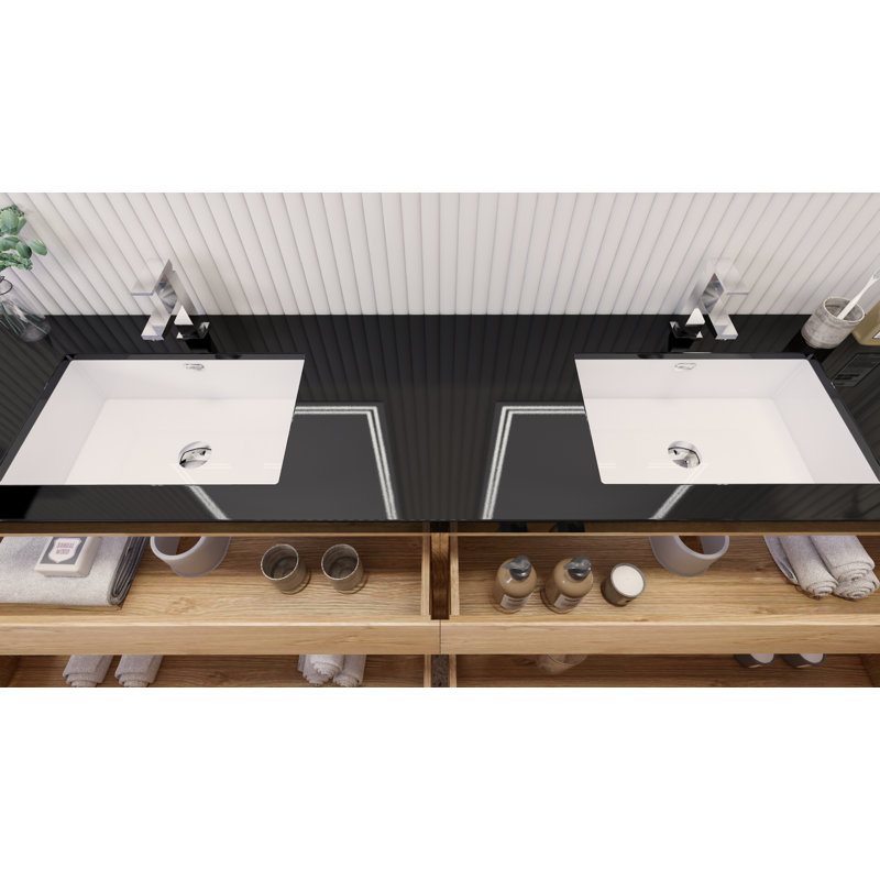 Ensemble de meuble-lavabo double 84 po Santrice Royal, Chêne de la Nouvelle-Angleterre
