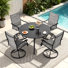 Ensemble de salle à manger 5 pièces pour patio avec 4 chaises pivotantes en textilène