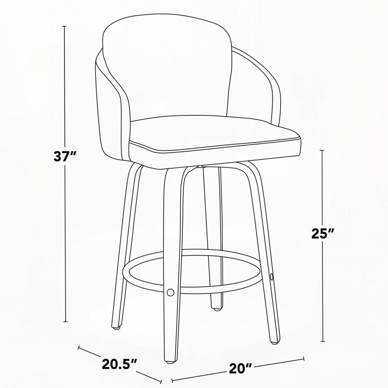 Tabouret de bar à hauteur fixe avec pivot en bois blanc et tissu gris avec repose-pieds rond chromé, ensemble de 2