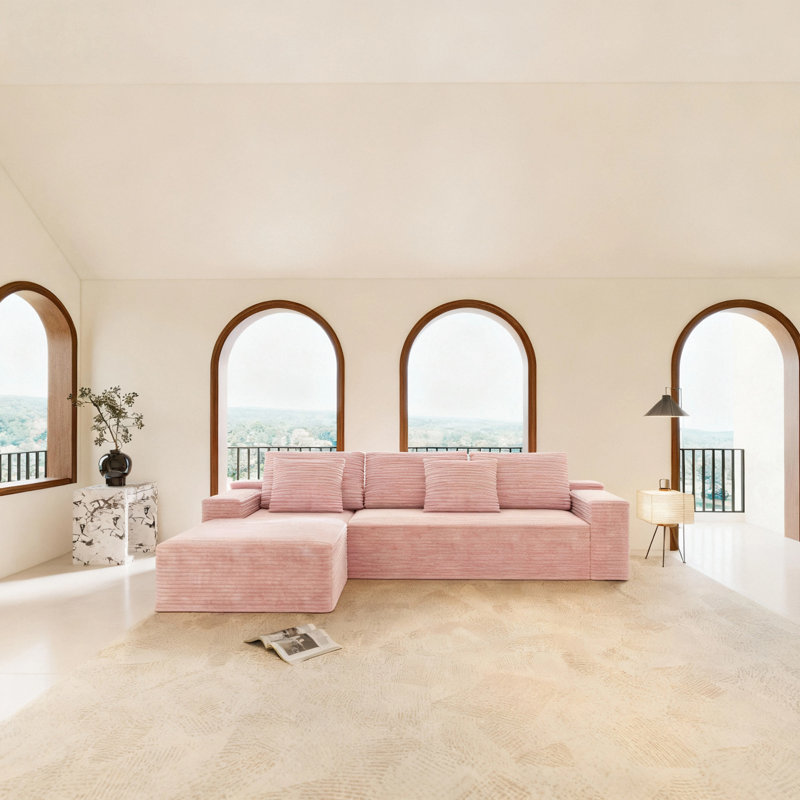 Canapé modulaire 104,3 x 68,9 po, Rose, Orienté à gauche (vu de face)