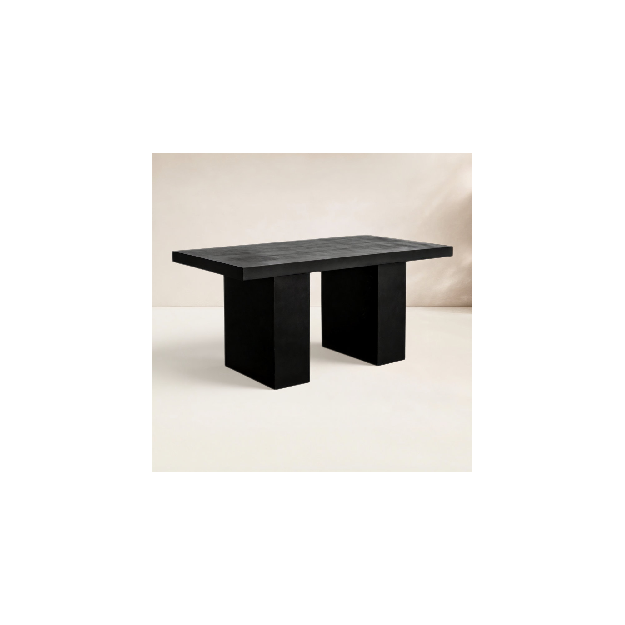 Tommen 63'' Fiber-Reinforced Cement Outdoor Dining Table, Black Fiber-Reinforced Cement