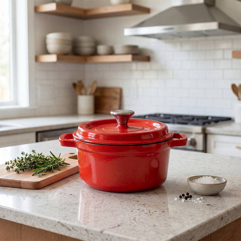 Enamelled Cast Iron Dutch Oven Pot with Lid