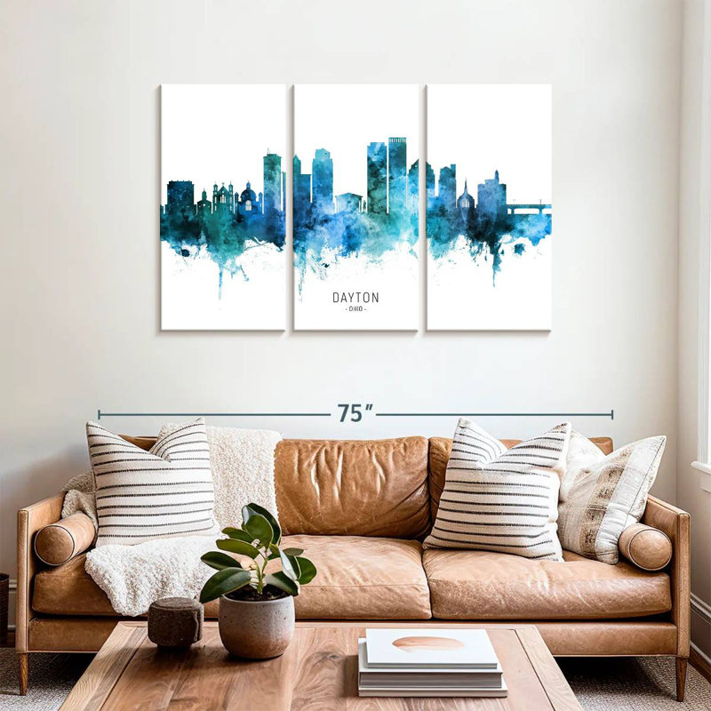 Dayton Ohio Skyline III, H 36 po x l 57 po